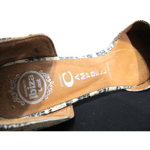 Jeffrey Campbell Beige Snake Print Leather Open Side Point Toe Flats Women 9 - Picture 9 of 11